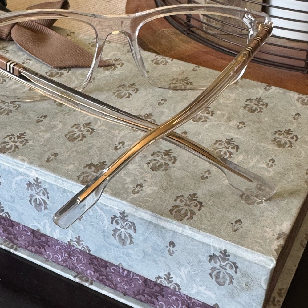 Burberry Clear Rectangular Glasses With Gold Acce… - image 5